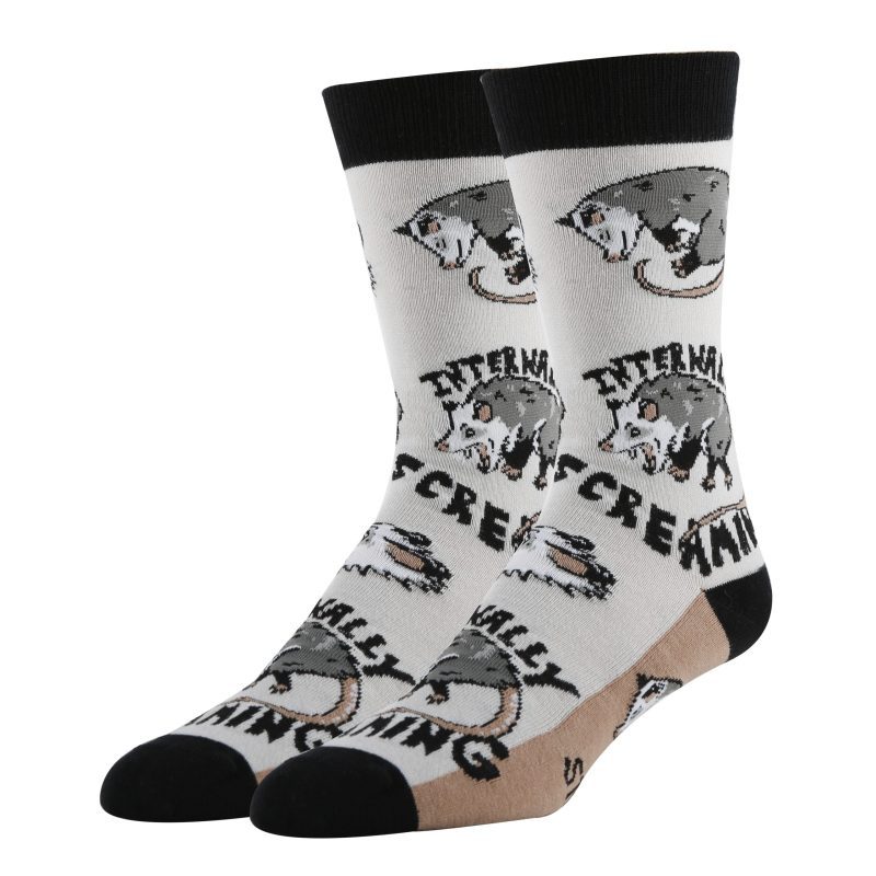 Stressed Opossum Socks | Funny Crew Socks for Men