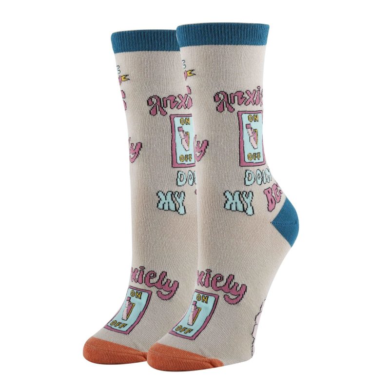 Anxiety On Socks | Funny Crew Socks for Women